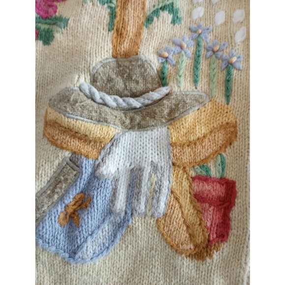 Lauren Hansen Summer Spring Garden Sweater Vest Medium Knit 90s Unique Grandma - Picture 5 of 11